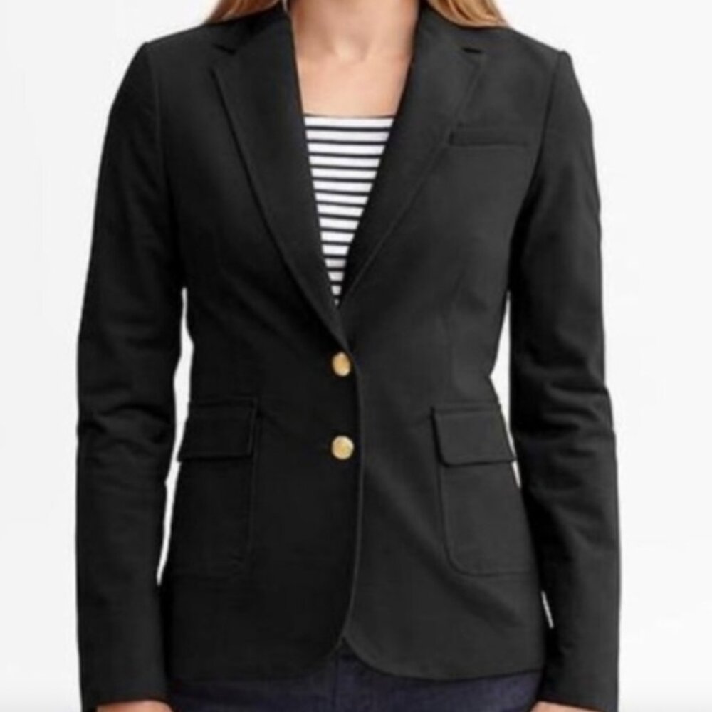 Banana Republic Hacking Jacket Twill Blazer Gold Buttons 6P Equestrian Academia